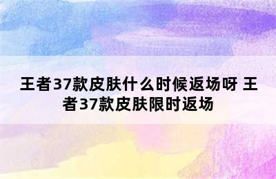 王者37款皮肤什么时候返场呀 王者37款皮肤限时返场